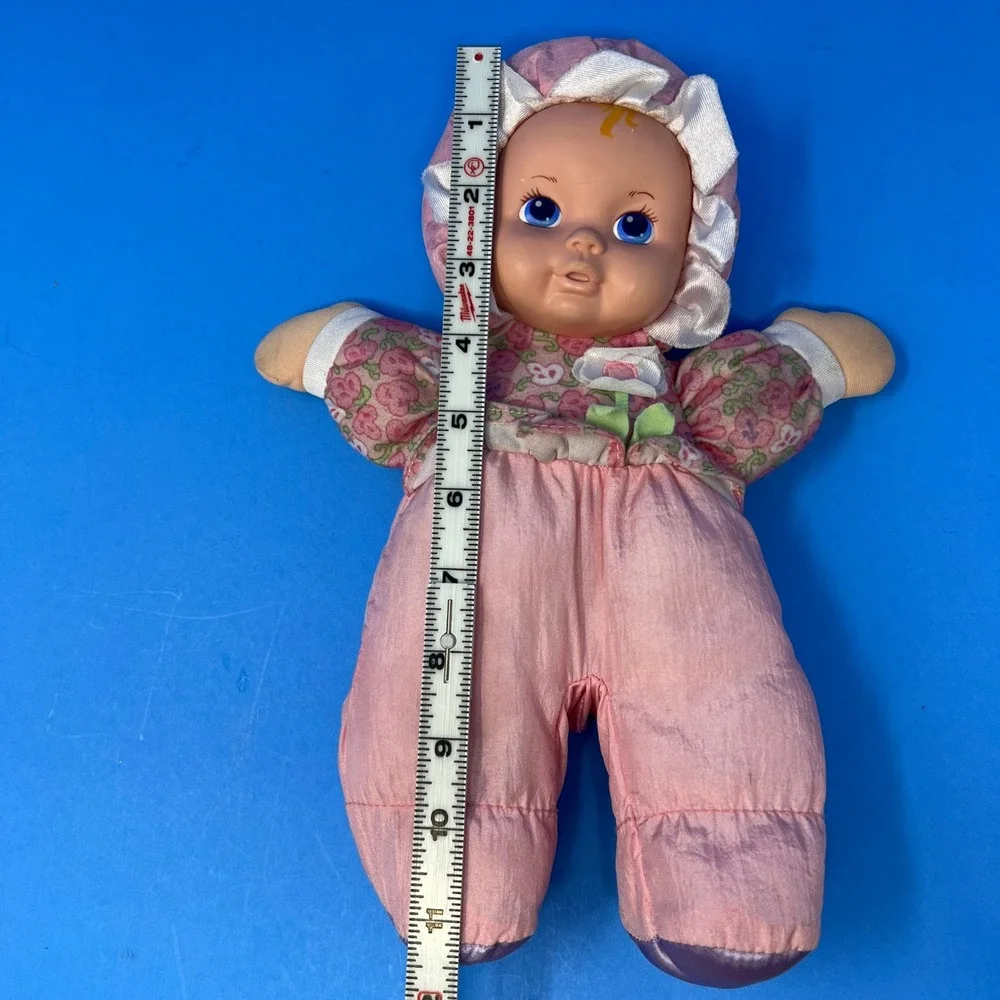 Playskool My Very Soft Baby Doll 12 Inch Pink Floral Vintage 1999 Squeaker Doll